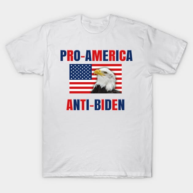 PRO-AMERICA ANTI-BIDEN w/ USA Flag & Eagle T-Shirt by Roly Poly Roundabout